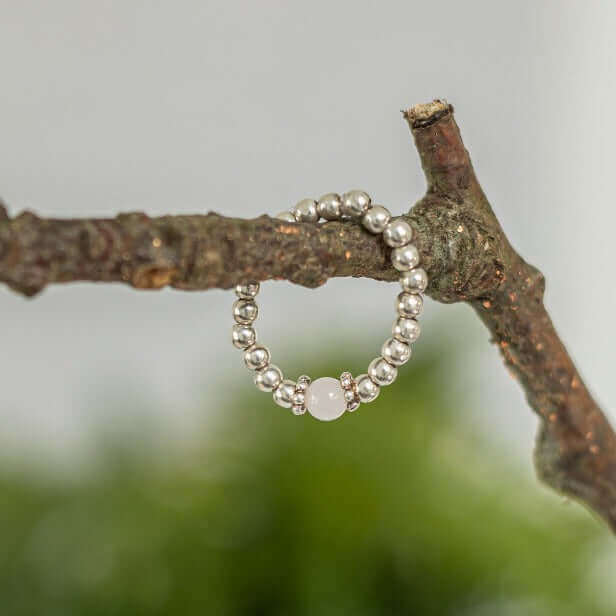 Rose Quartz Gemstone Ring in Sterling Silver and Gold
