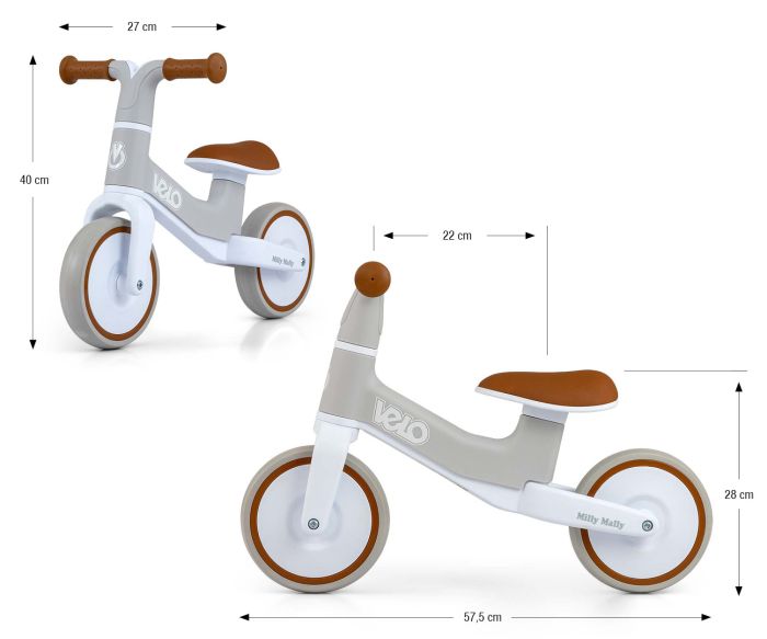 bold low-angle shot of the velo balance bike on a rugged trail, ready for adventure