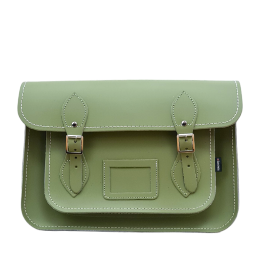 Handmade Leather Satchel in Sage Green