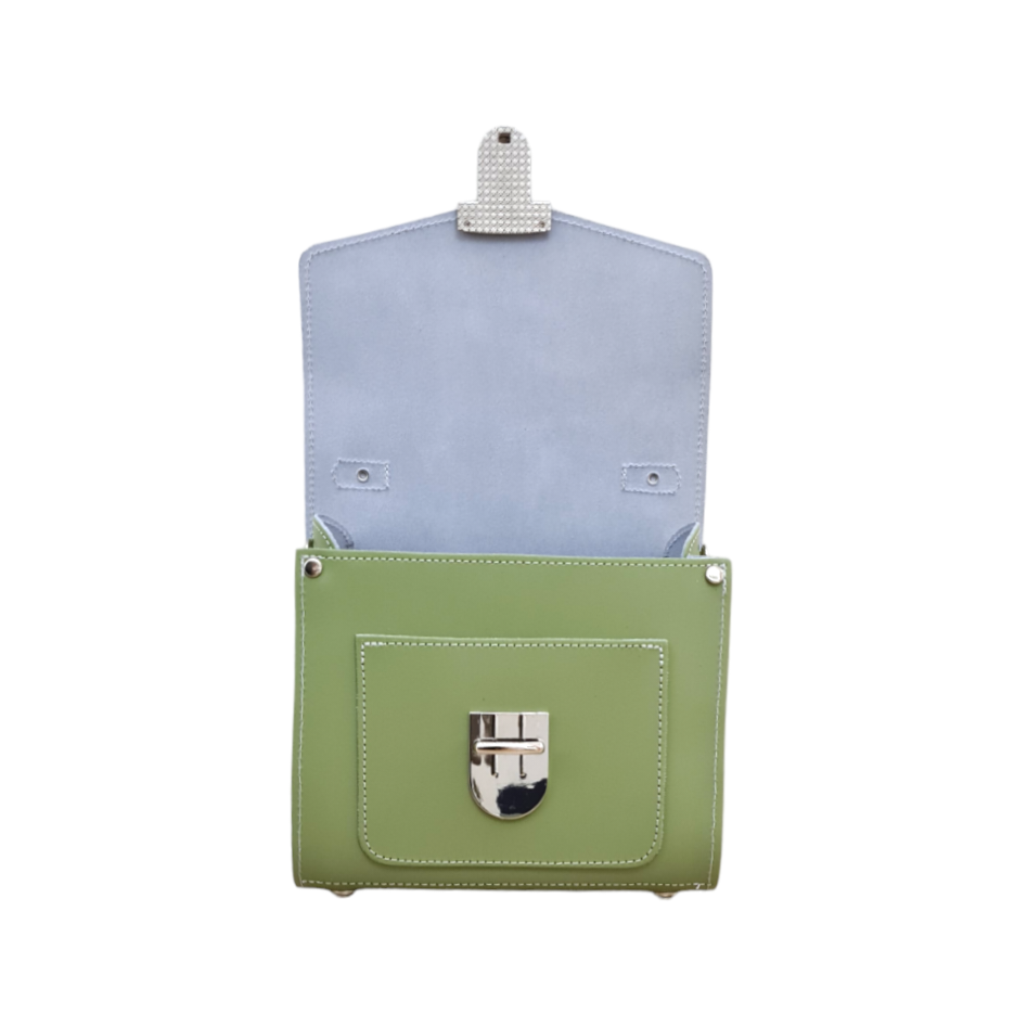 Handmade Leather Sugarcube Handbag in Sage Green