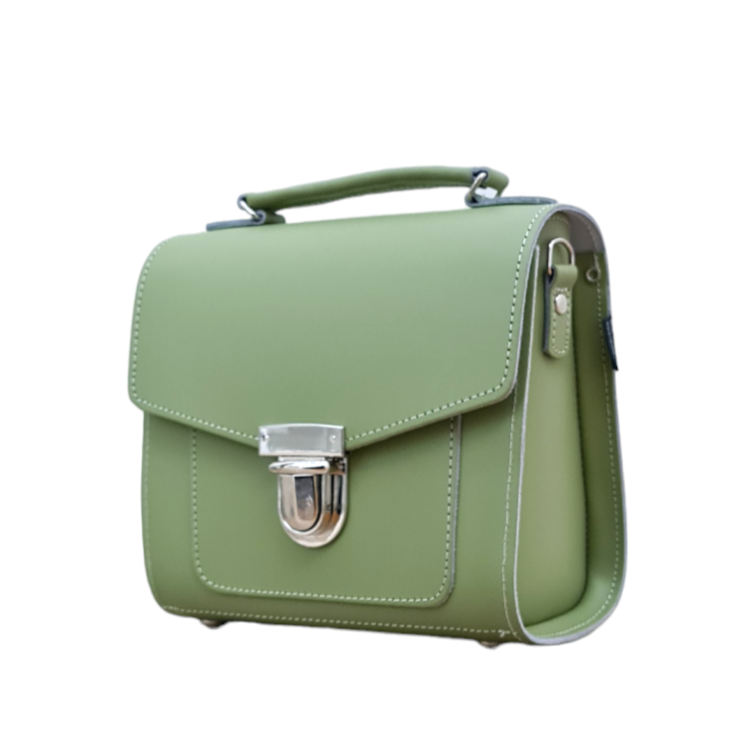 Handmade Leather Sugarcube Handbag in Sage Green