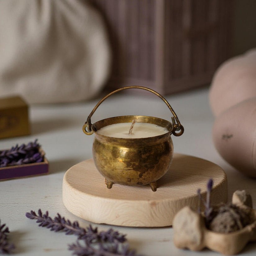 Vintage Salt Cellar Candle with Amber and Rock Salt