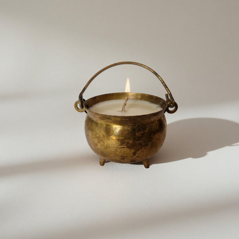 Vintage Salt Cellar Candle with Amber and Rock Salt