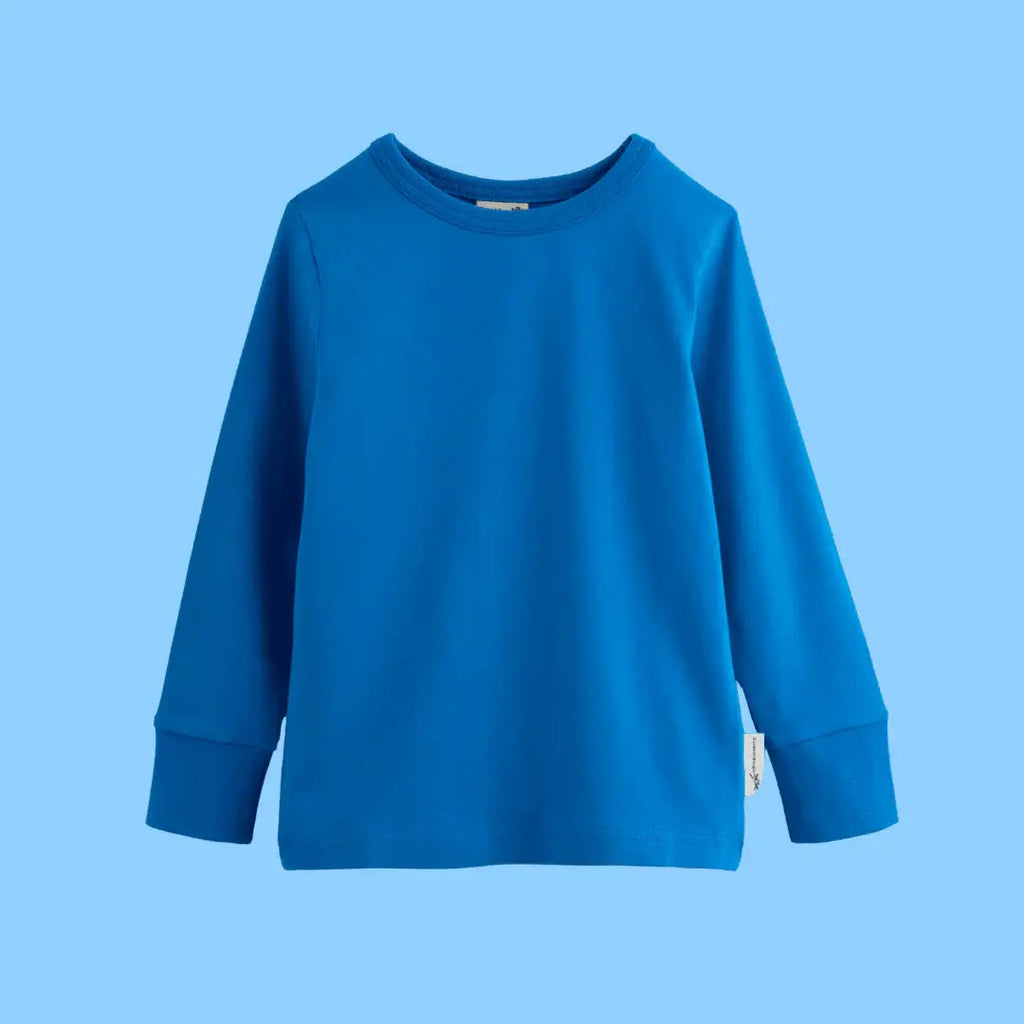 Organic Long Sleeve Top in Peacock Blue