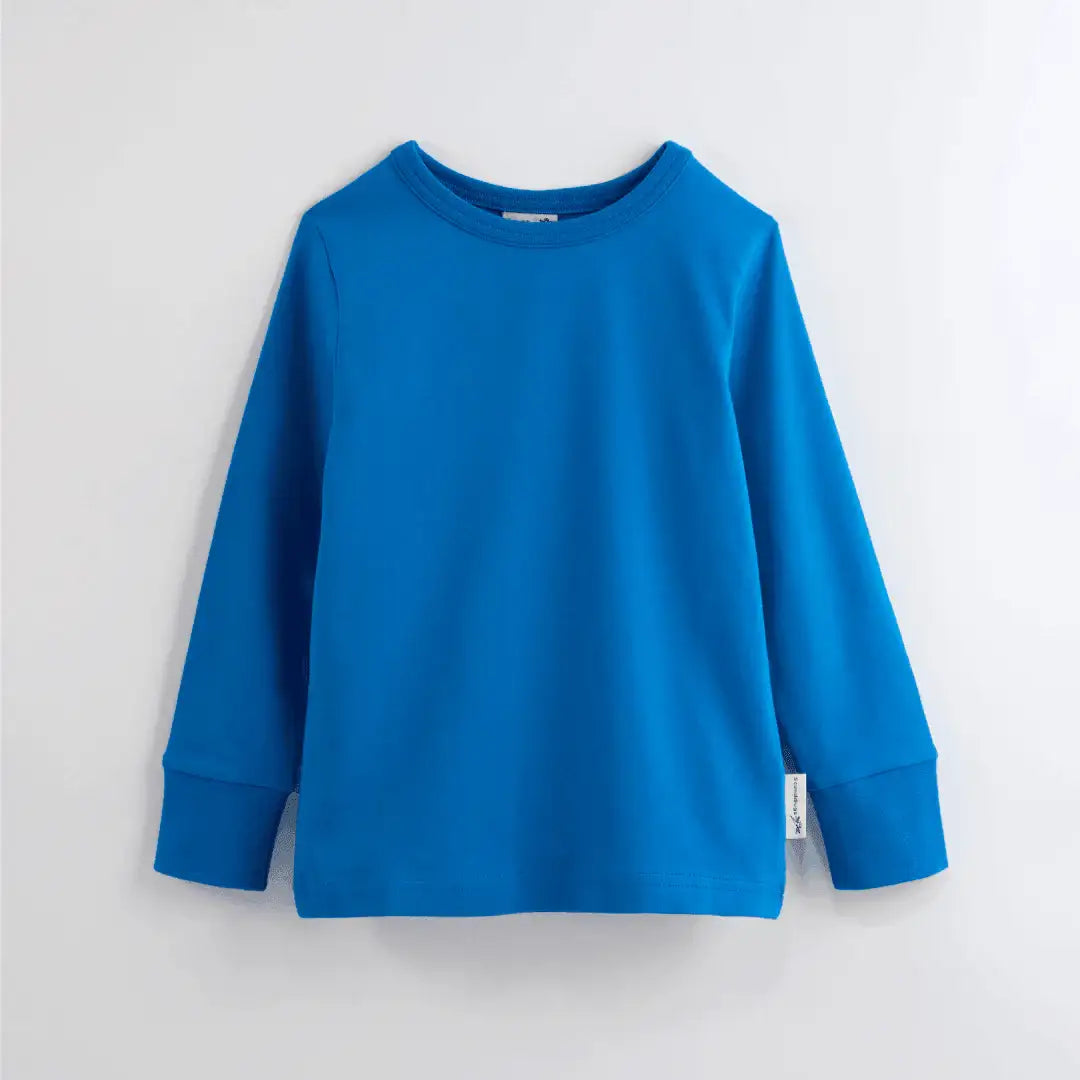Organic Long Sleeve Top in Peacock Blue