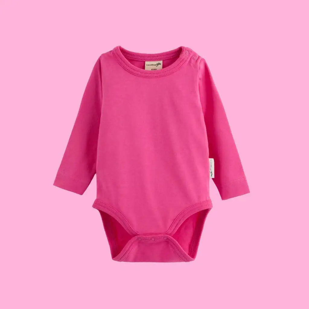 Organic Long Sleeve Vest in Bubblegum Pink