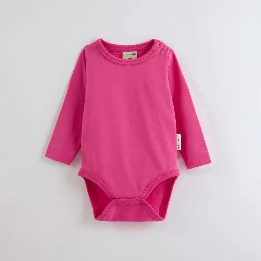 Organic Long Sleeve Vest in Bubblegum Pink