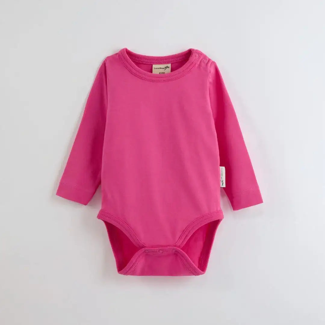 Organic Long Sleeve Vest in Bubblegum Pink