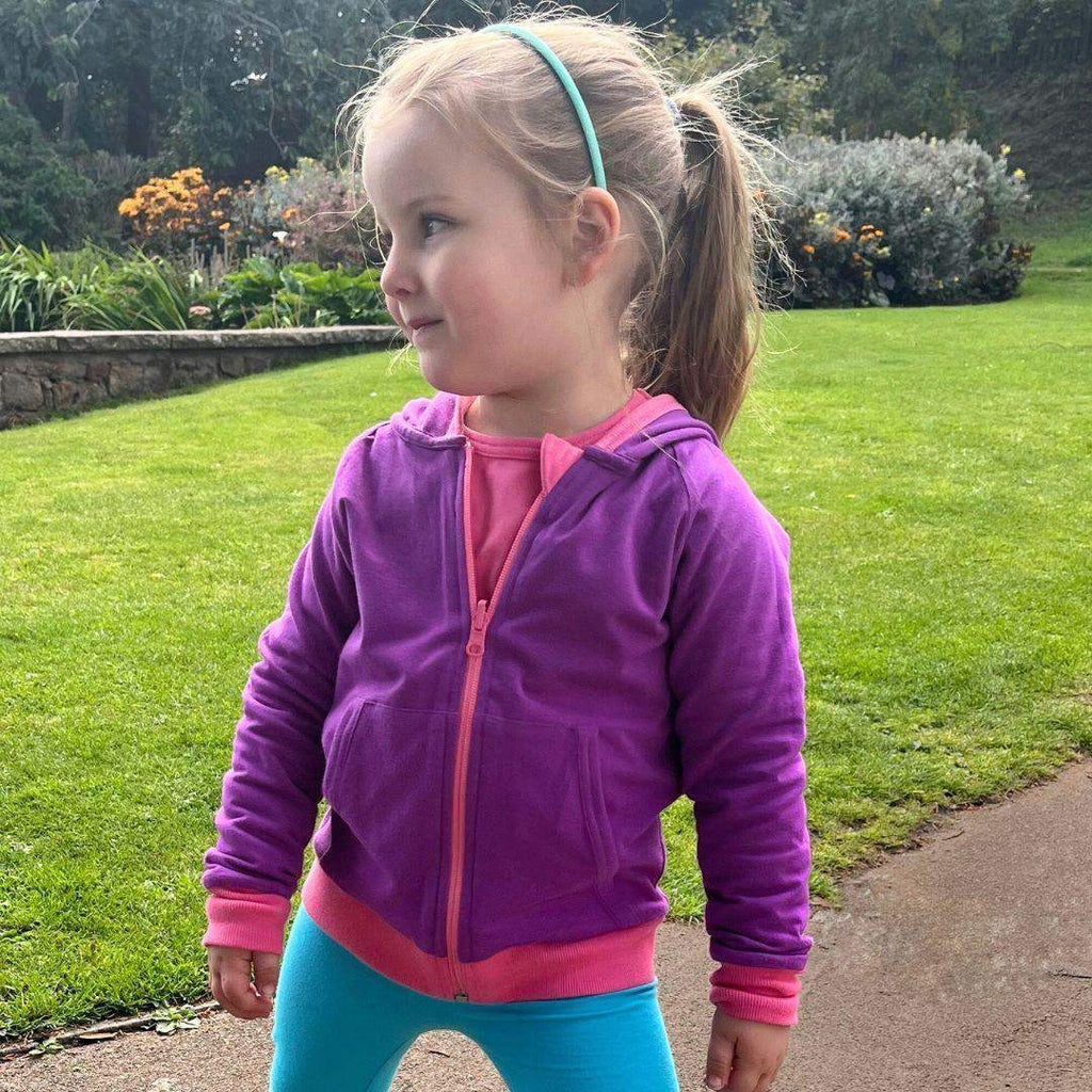 Reversible Organic Hoodie in Bubblegum Pink and Purple