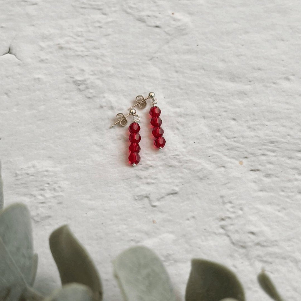 Scarlet Crystal Drop Earrings in Sterling Silver