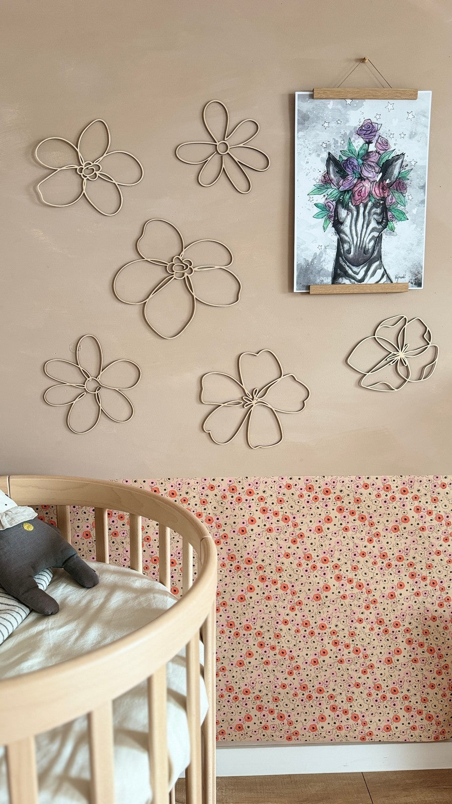 Set of 6 Wooden Flowers Wall Decoration - Wildflowers