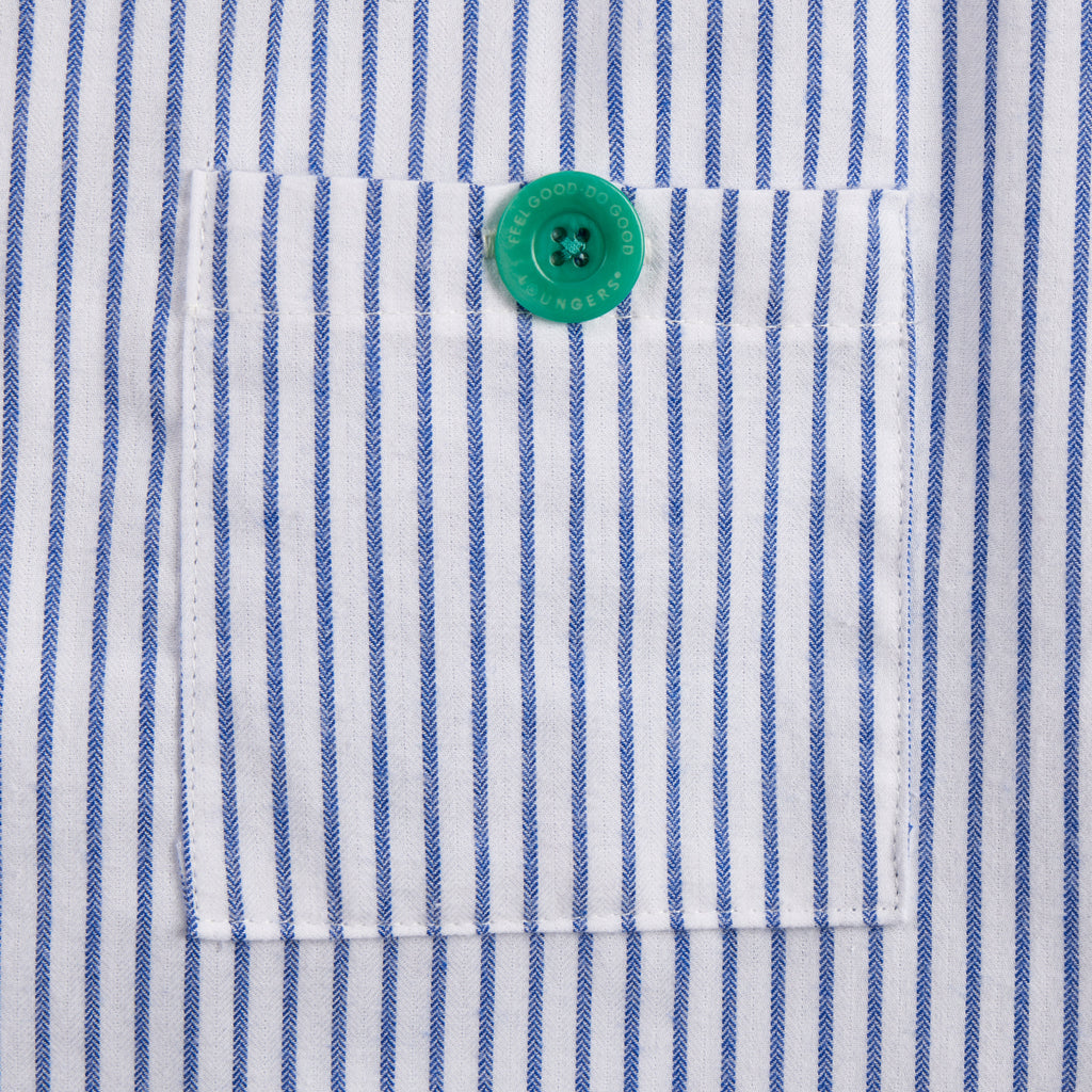 Unisex Monk Seal Shorts in Blue and White Stripe