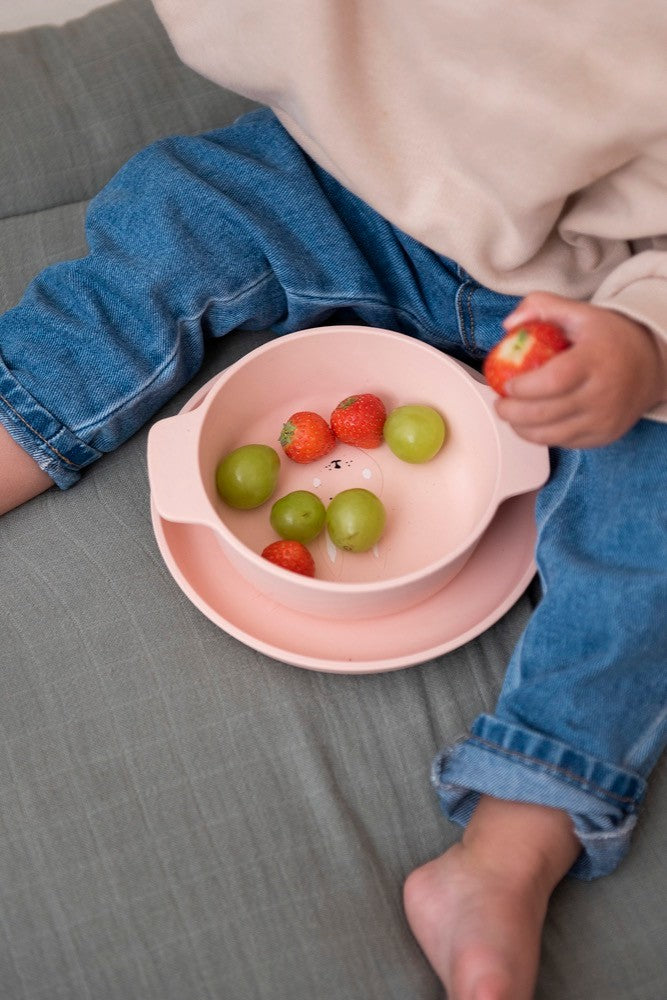 Durable & Safe Silicone Bowl for Kids - Microwave & Dishwasher Safe, Peekaboo Design by Trixie Baby at www.brixbailey.com