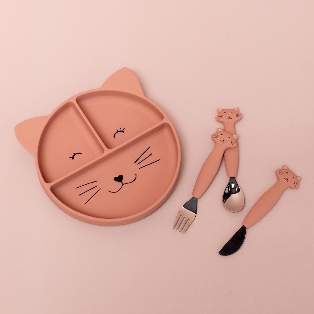 Silicone Divided Suction Plate for Kids - Mrs. Cat