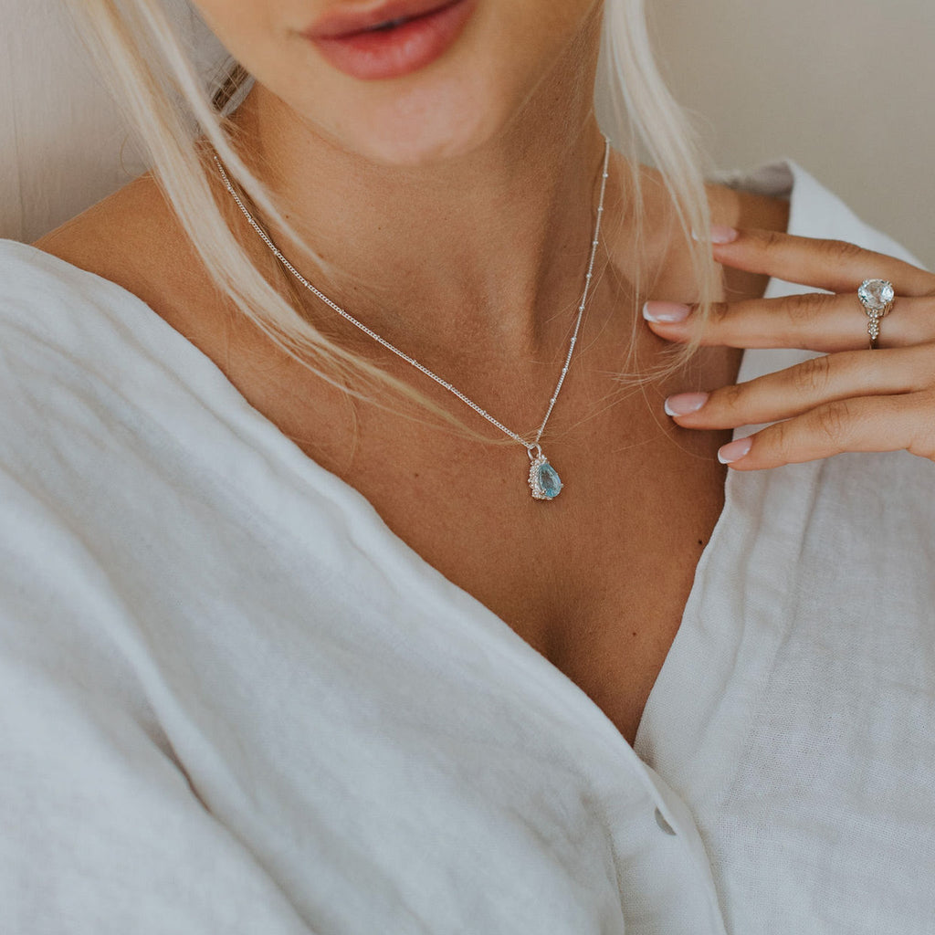 Silver Blue Topaz Necklace Aurelia