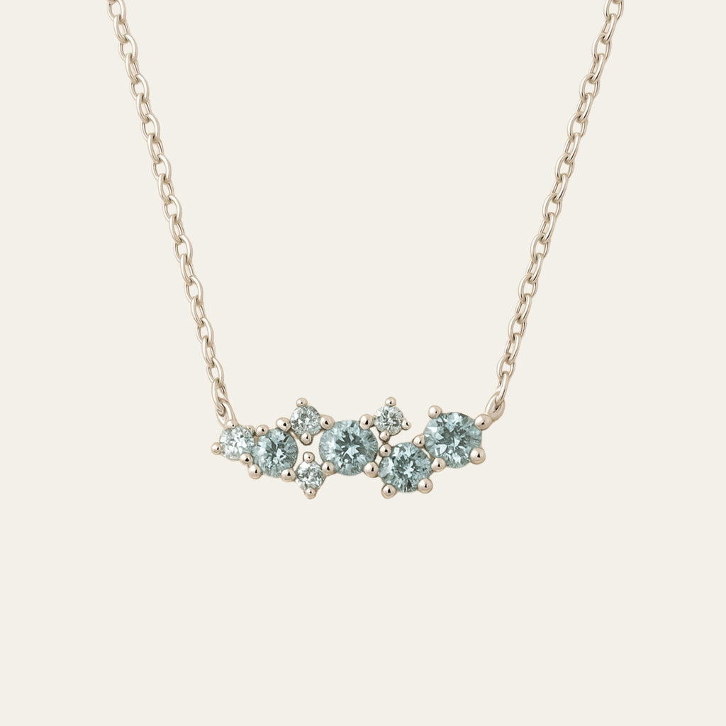 Silver Cluster Gemstone Necklace Elara