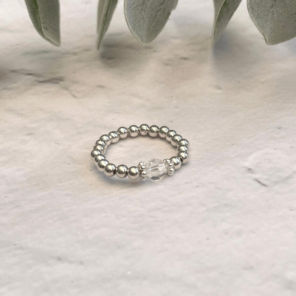 Clear Crystal Silver Ring