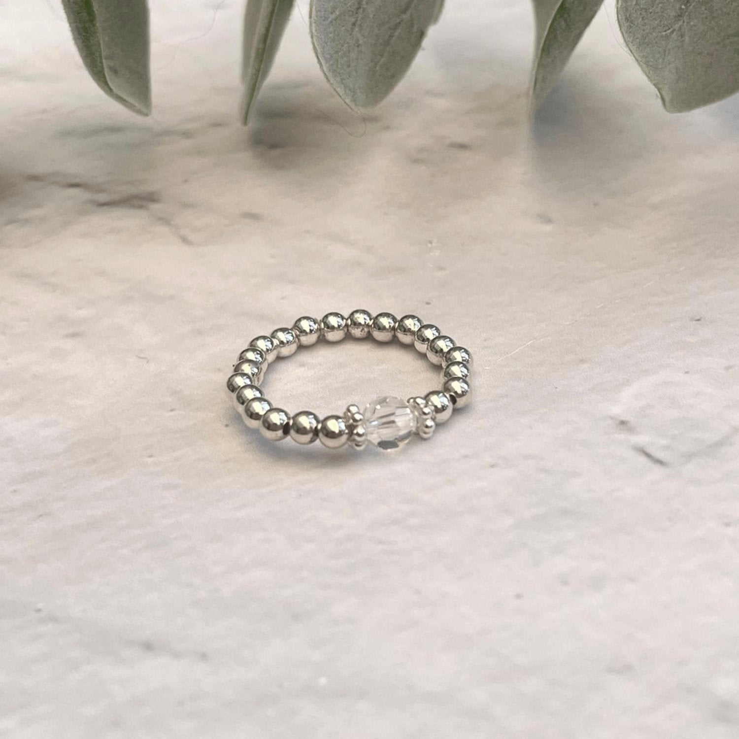 Clear Crystal Silver Ring