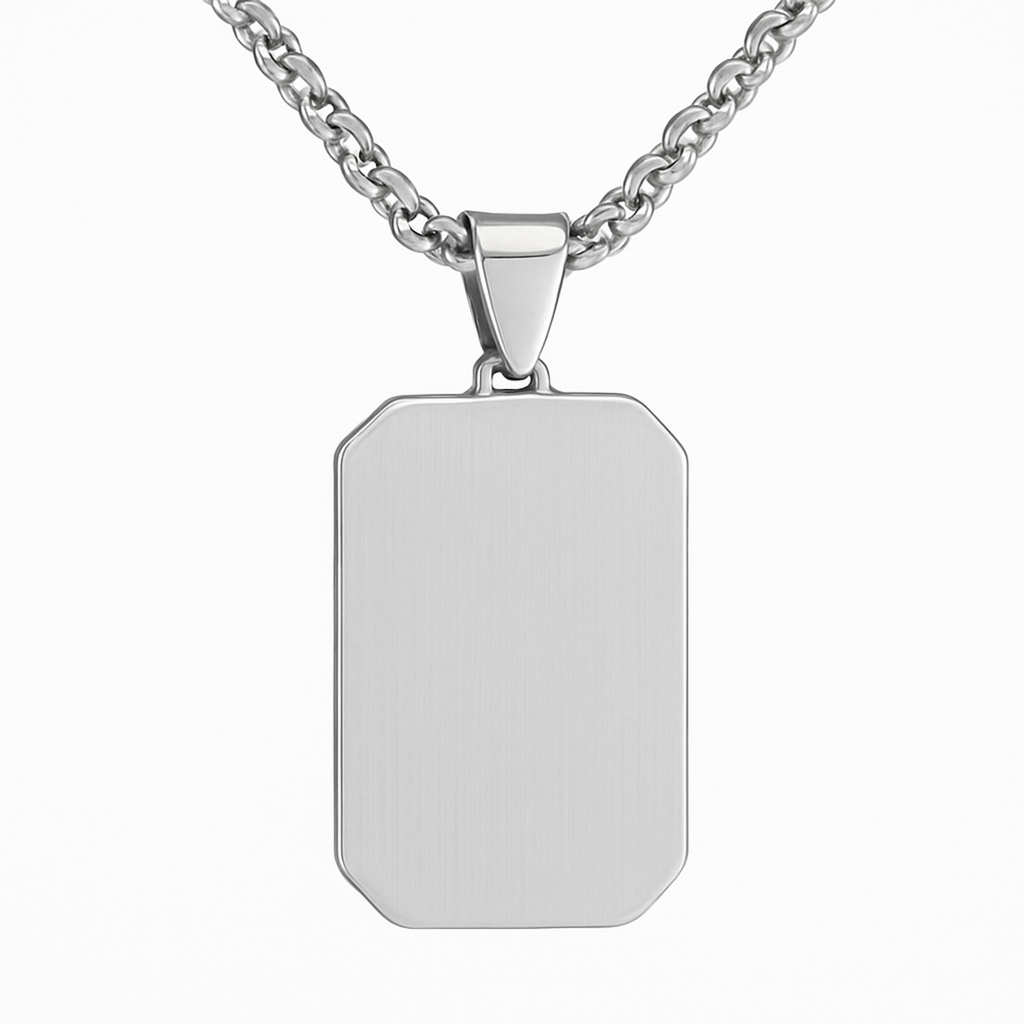 Personalised Men's Contemporary Silver Dog Tag Necklace