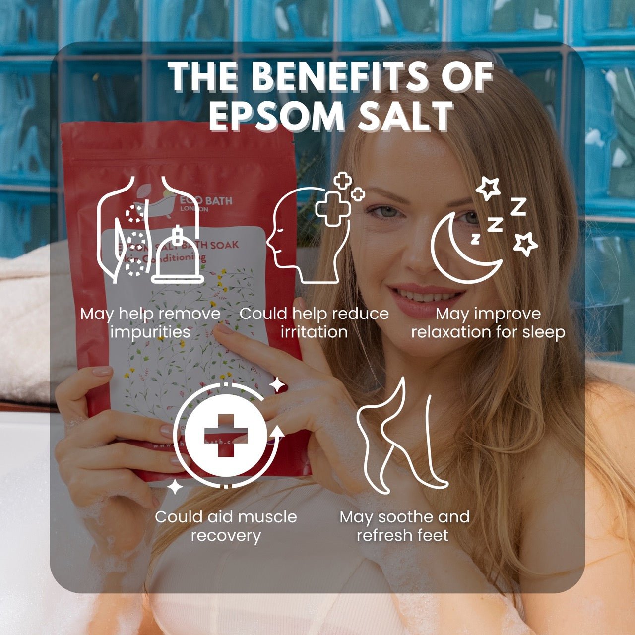Skin Conditioning Epsom Salt Bath Soak Pouch