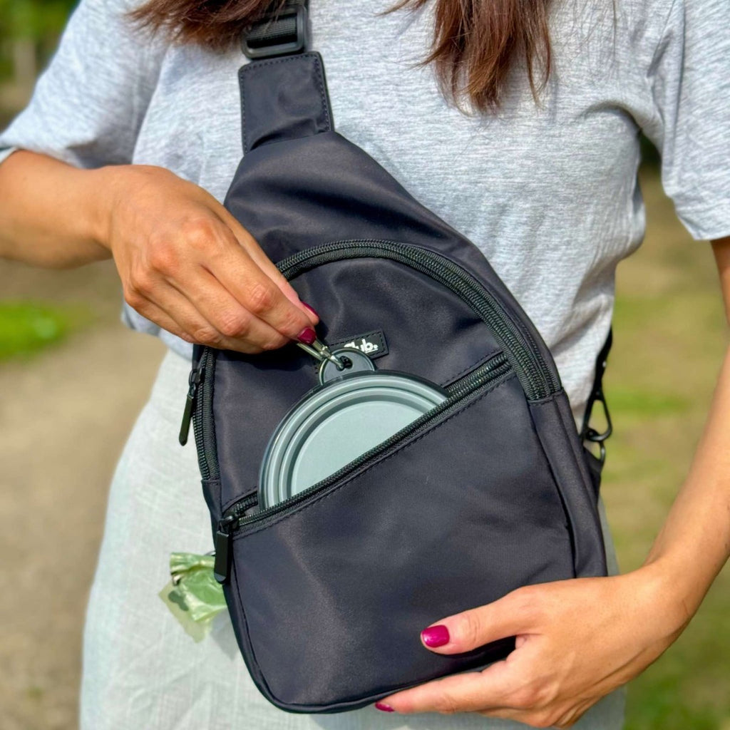 Black Dog Walking Sling Backpack