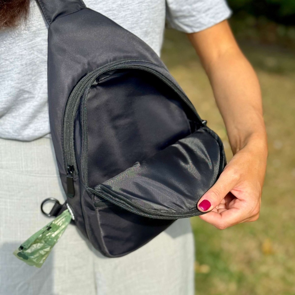 Black Dog Walking Sling Backpack