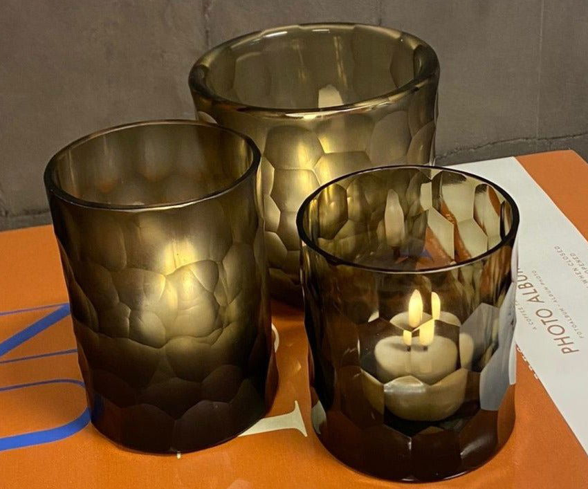 Quartz Candleholder Indigo Smoke 12cm
