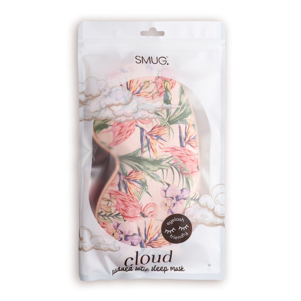 Cloud Padded Satin Sleep Mask in Flamingo Paradise Print