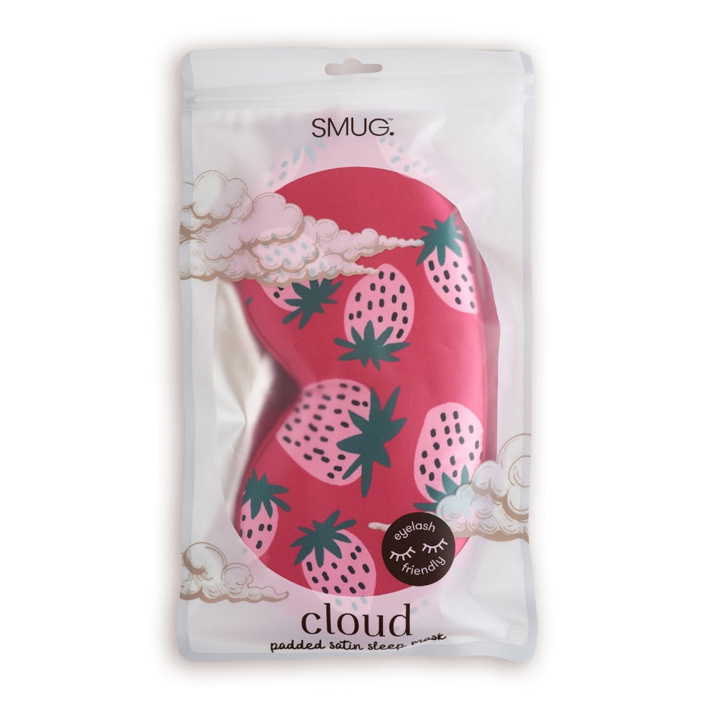 Cloud Padded Satin Sleep Mask in Strawberry Dreams Print