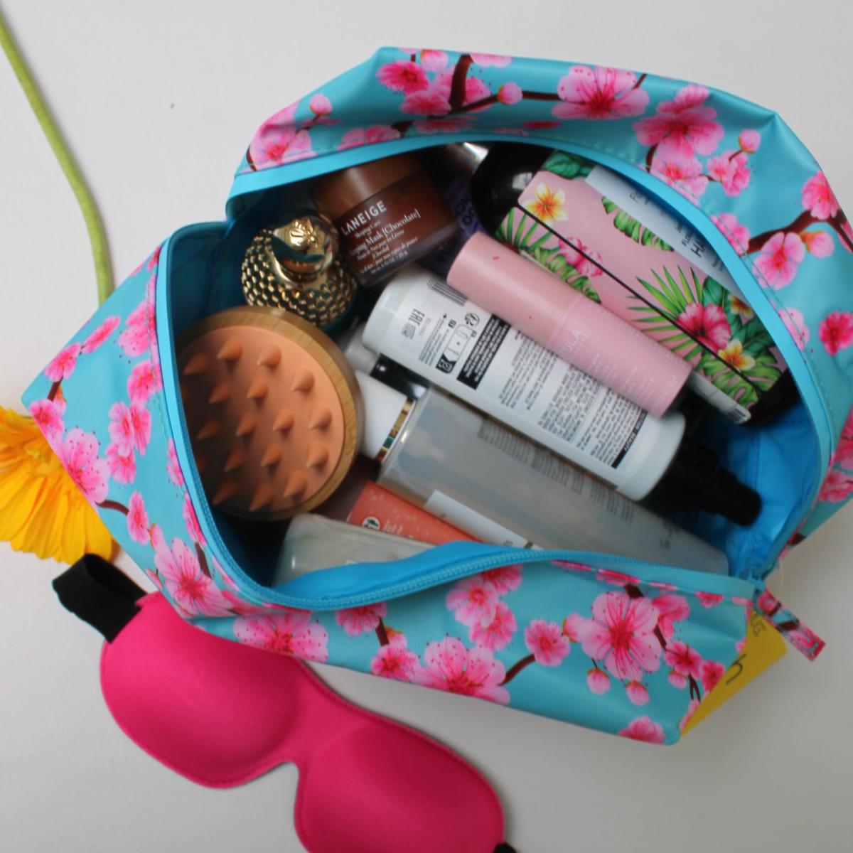 Cherry Blossom Wash Bag in Blue