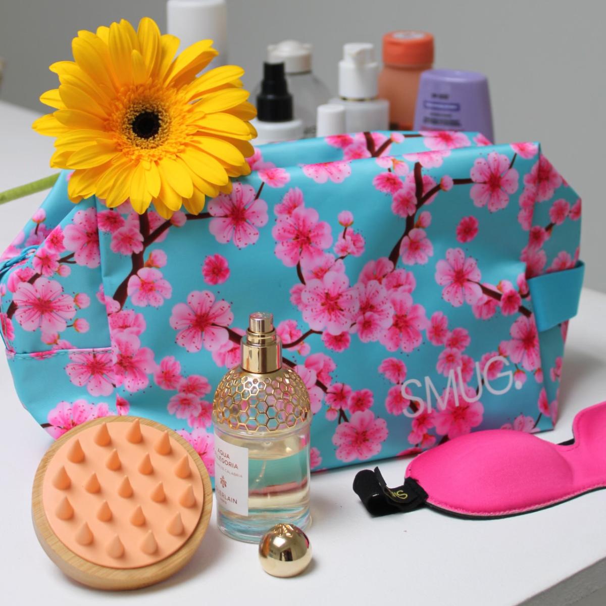 Cherry Blossom Wash Bag in Blue