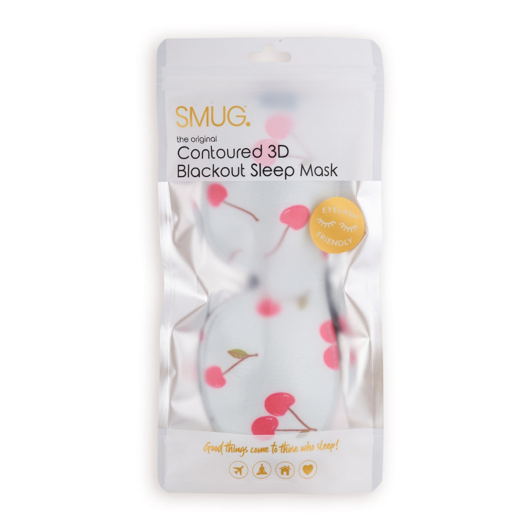 Contoured 3D Blackout Sleep Mask in Blue Cherries