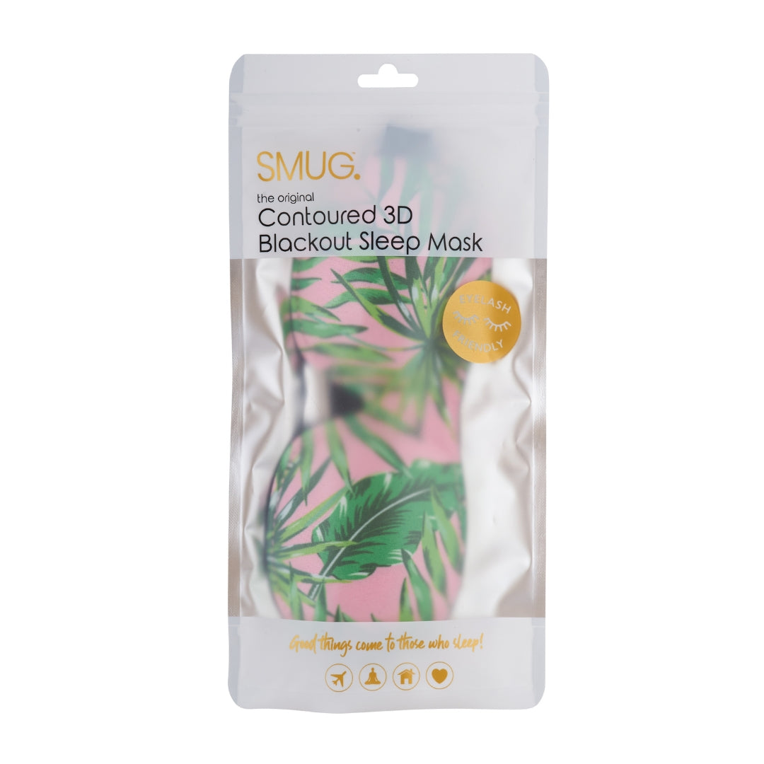 Contoured 3D Blackout Sleep Mask in Green Palm Print