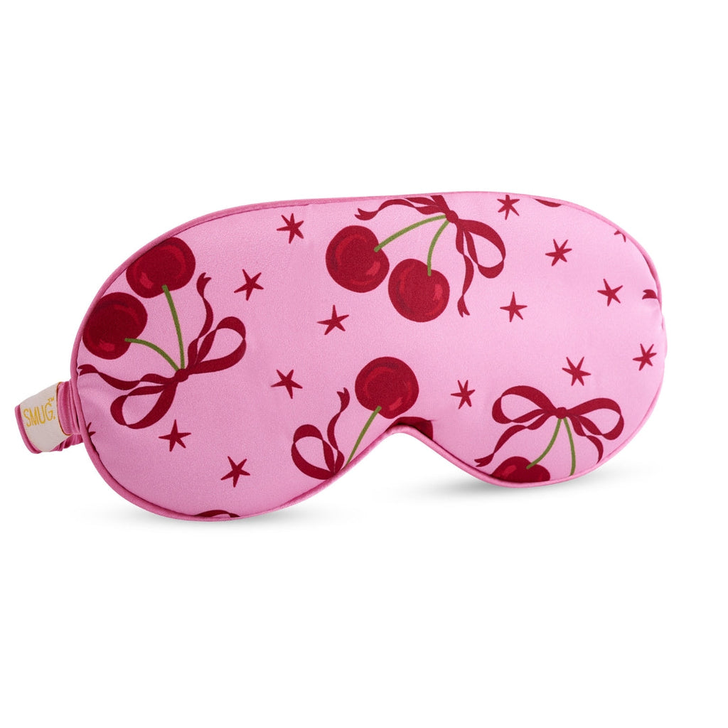 Satin Sleep Mask in Pink Cherries Print