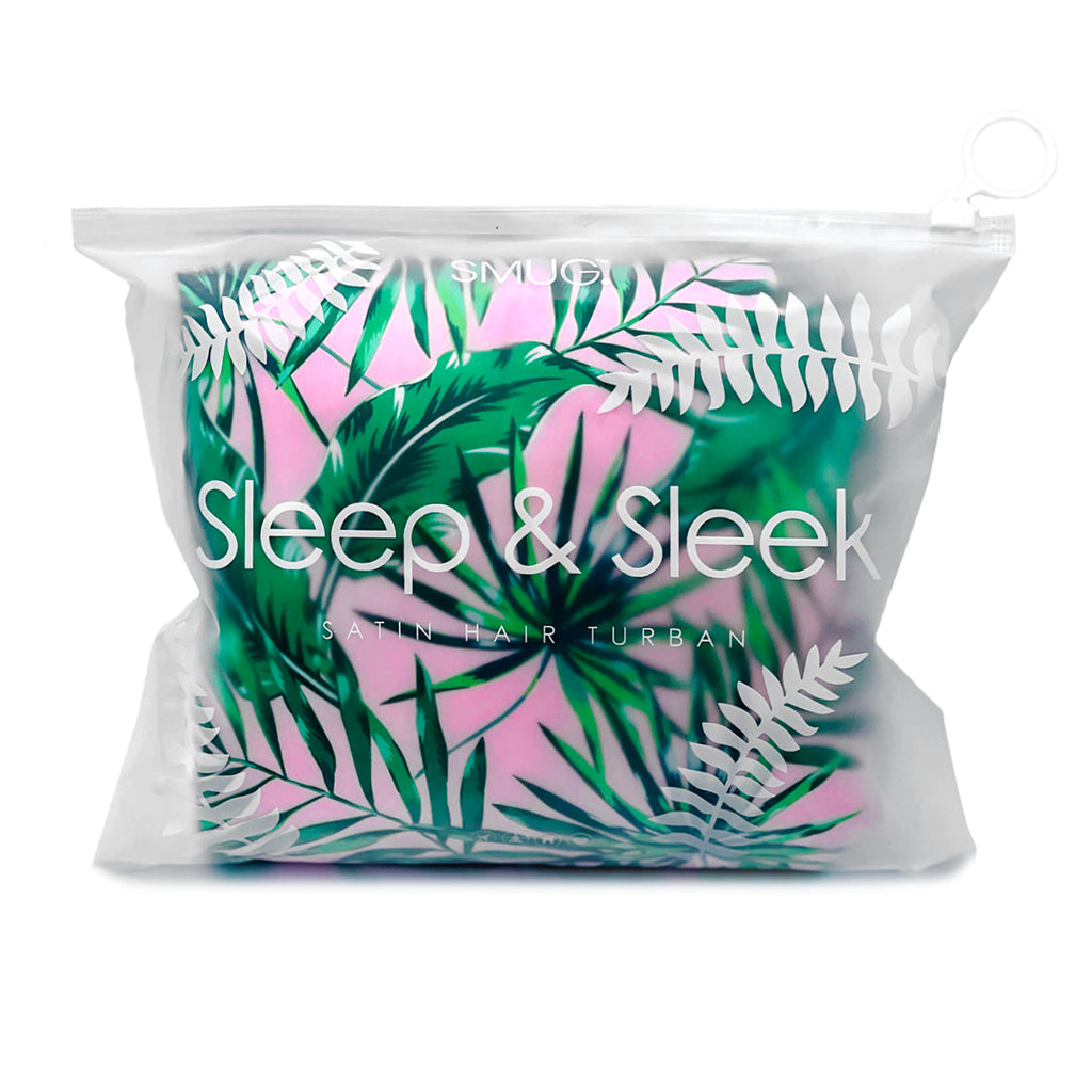 Quick Dry Satin Hair Turban in Palm Print