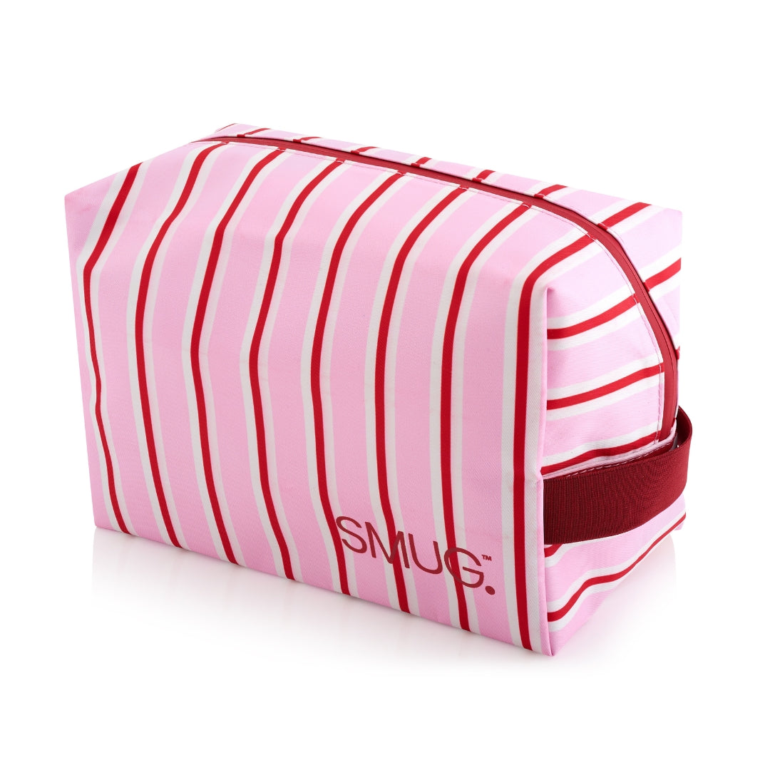 Sweet Stripe Wash Bag in Pink and Red