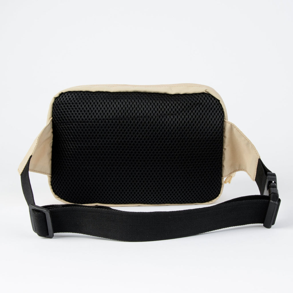 soft beige moomin waist bag with a comforting glow, showing its adjustable strap and cozy feel