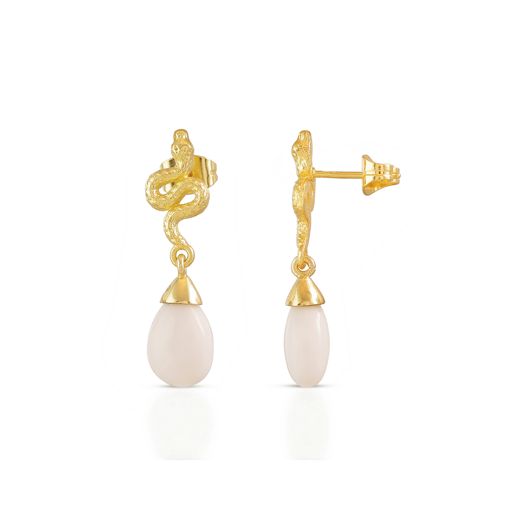 Medusa Small White Agate Drop Earrings