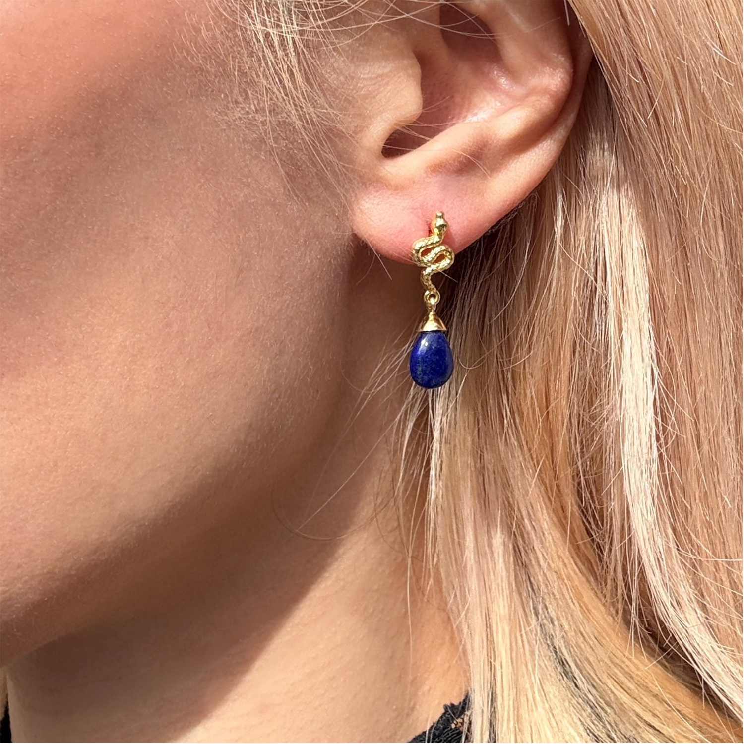 Medusa Small Gemstone Drop Earrings Black Onyx