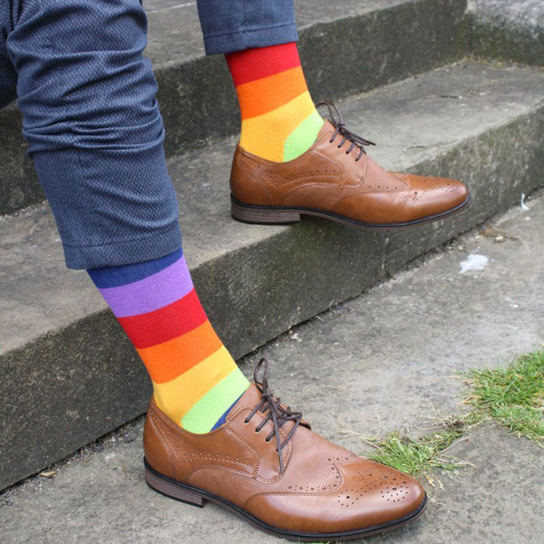 Rainbow Stripe Matching Bamboo Socks for Adults and Children