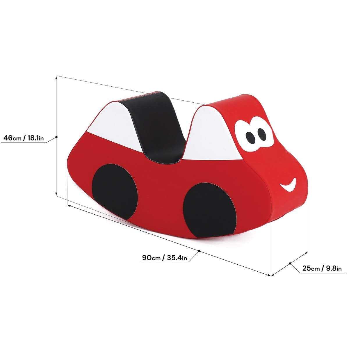 a child's hand resting on the soft red eco-leather hood of their iglu ride-on car