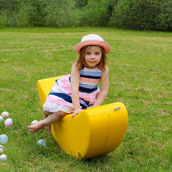 bold yellow iglu banana rocker for active kids play and furniture