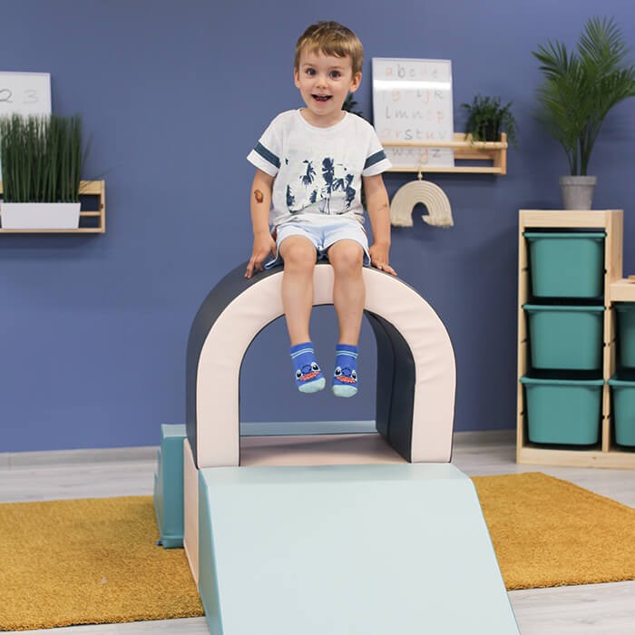 pastel soft play tunnel set for toddlers - durable foam crawl space with eco-leather cover