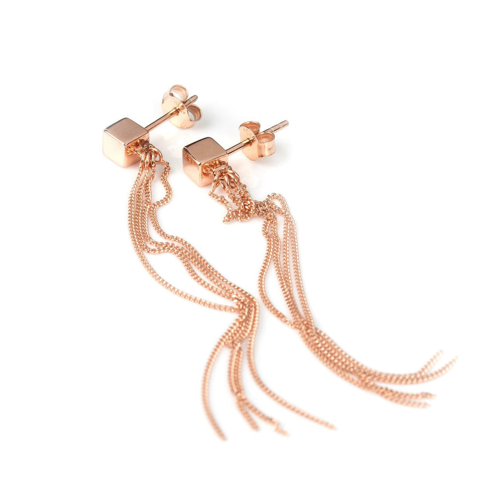 Cube Tassel Earrings in 925 Silver - Timeless & Elegant Designed in Estonia by MyaMoon - 7cm Length by MyaMoon at www.brixbailey.com