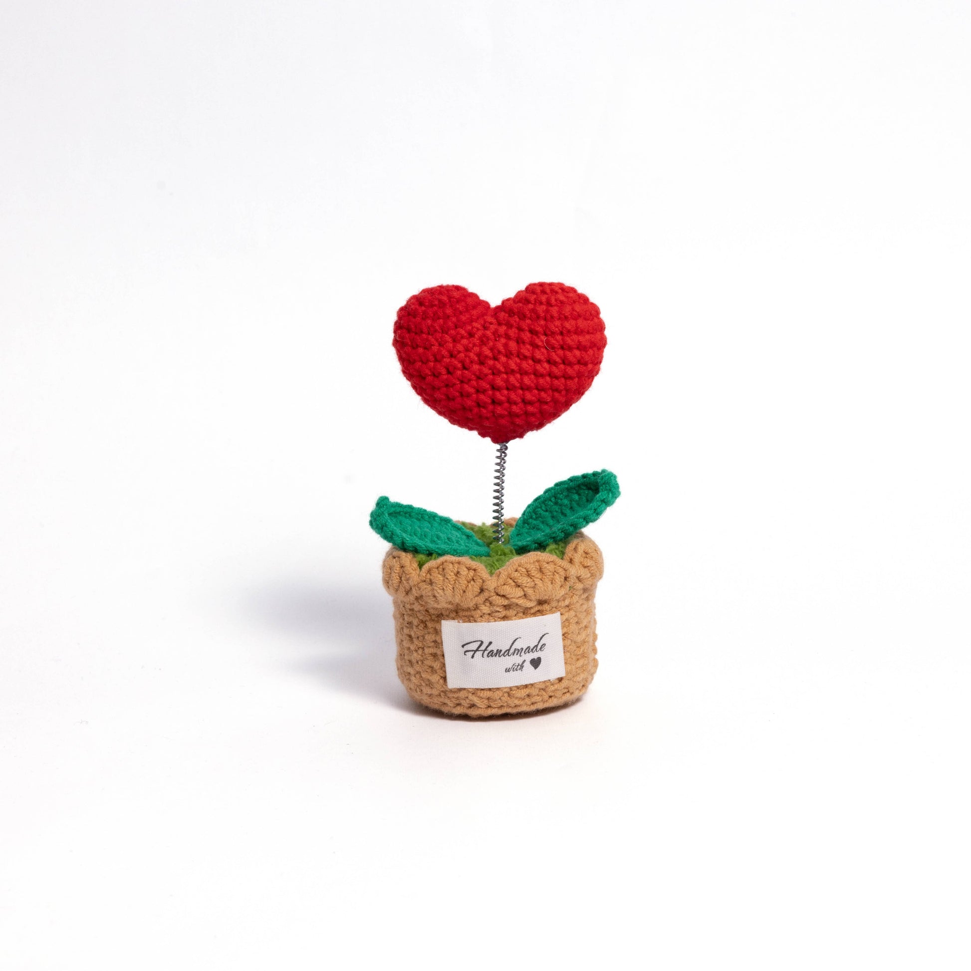 Hand Crocheted Heart Roses with Pot