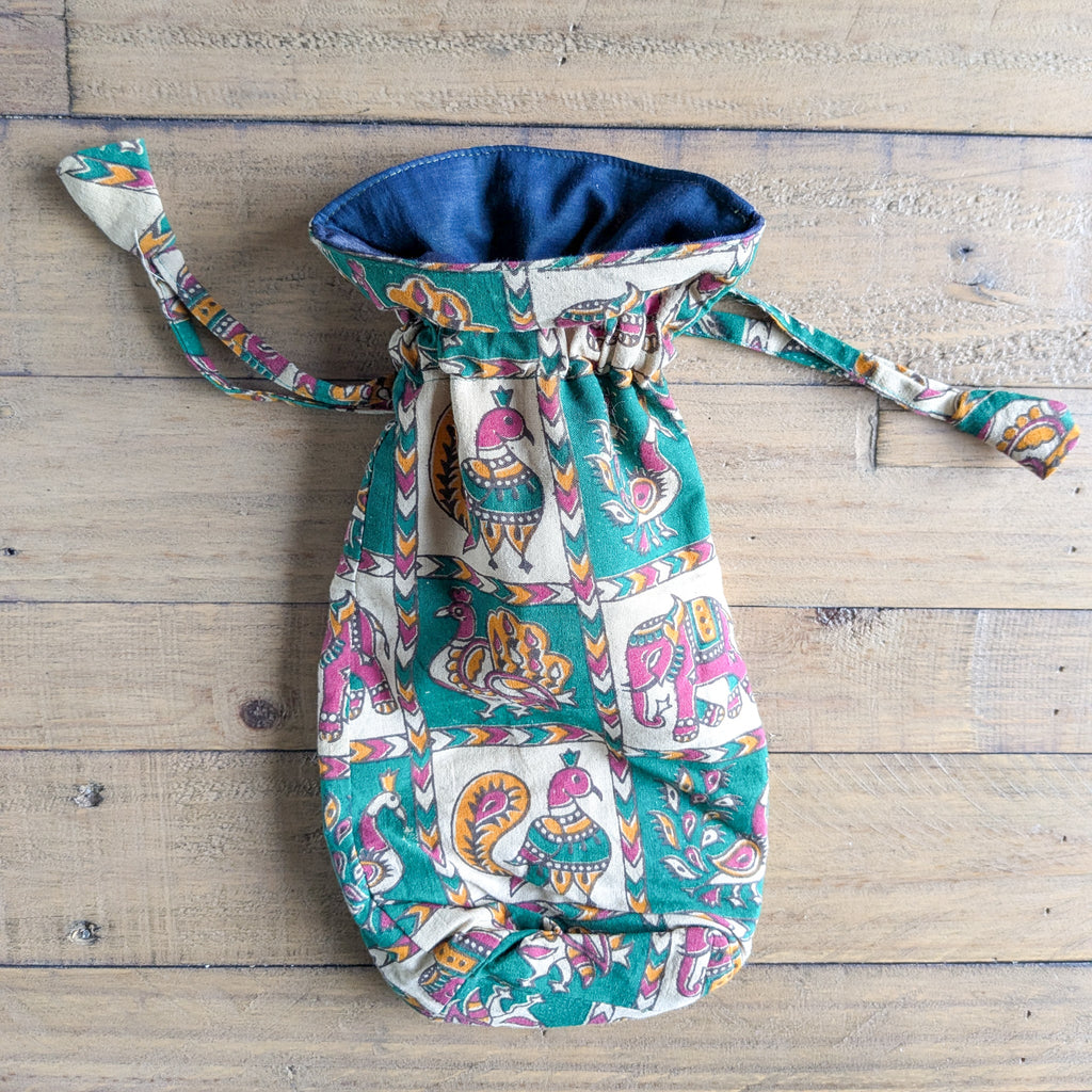 Reusable Kalamkari Cotton Bottle Gift Bag