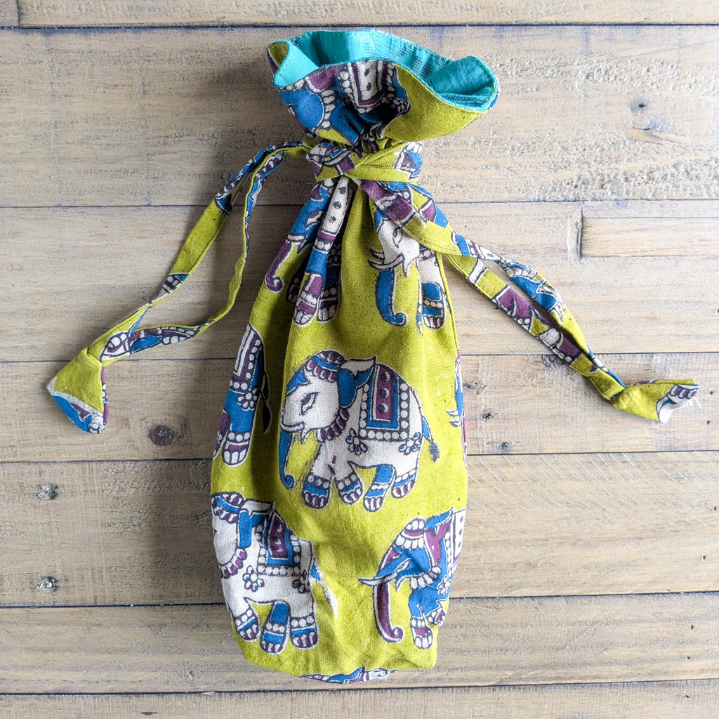 Reusable Kalamkari Cotton Bottle Gift Bag