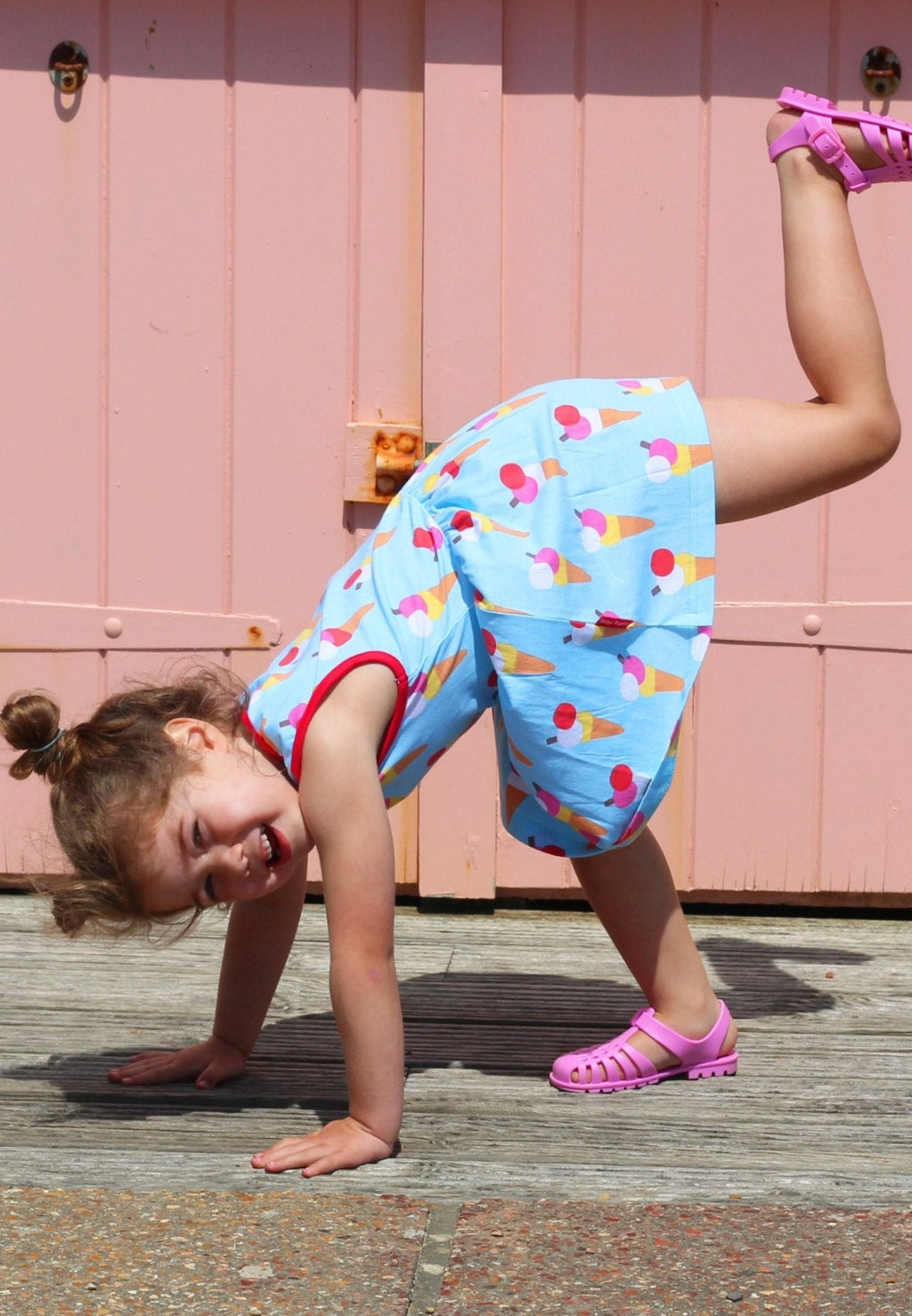 Organic Ice Cream Cones Print Summer Dress for Kids