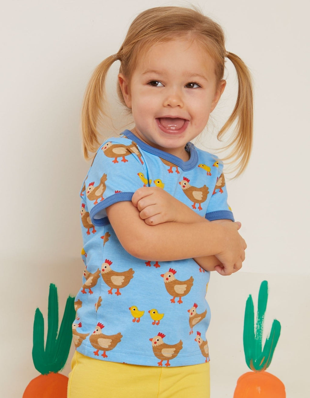 Organic Chicken Print Short Sleeved T Shirt