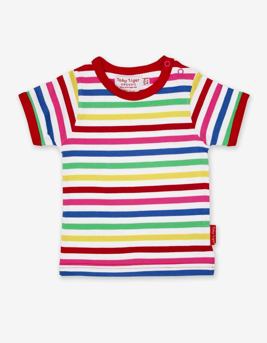 Organic Pink Multi Stripe 2 Pack Short Sleeved T Shirt